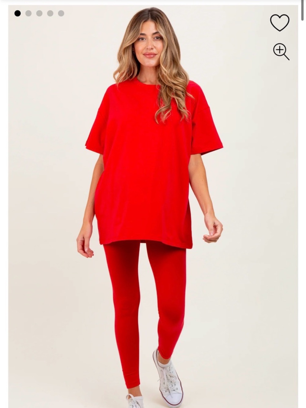 Pinkblush Red Oversized Tee and Leggings Maternity Set